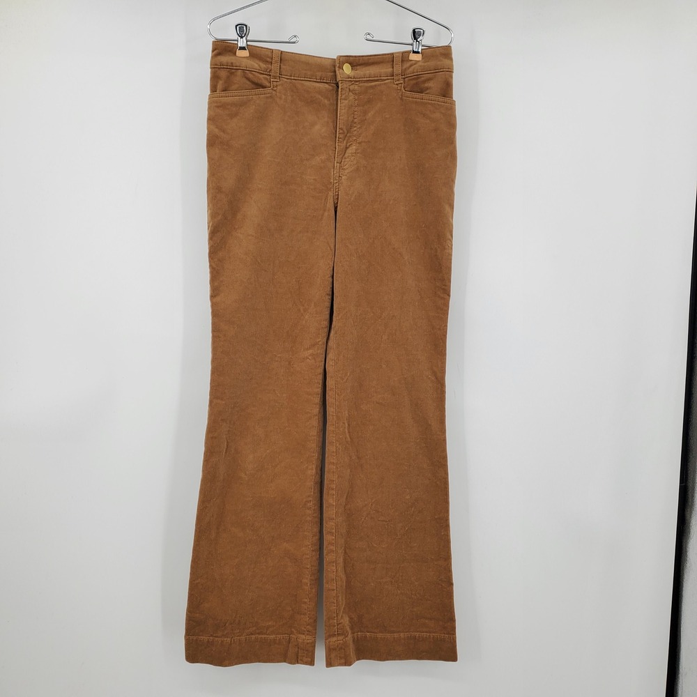 Talbots Womens 4 Camel Brown Wide Leg Corduroy Pants Stretch Cotton Fall Office